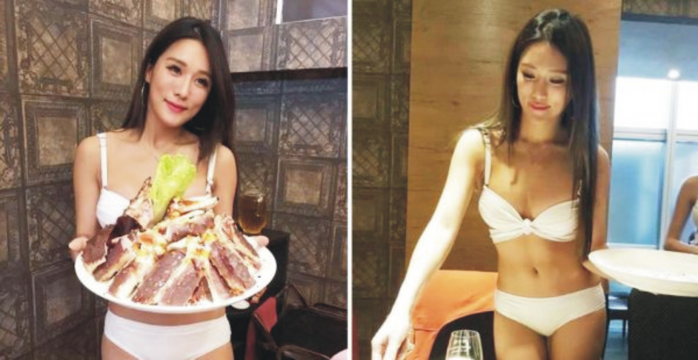Đài Bắc: Nhà hàng lẩu phục vụ khách bằng đồng phục bikini  台北火鍋店 比基尼正妹替客人服務